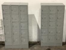 (2) 3x5 Industrial Gray Metal Lockers