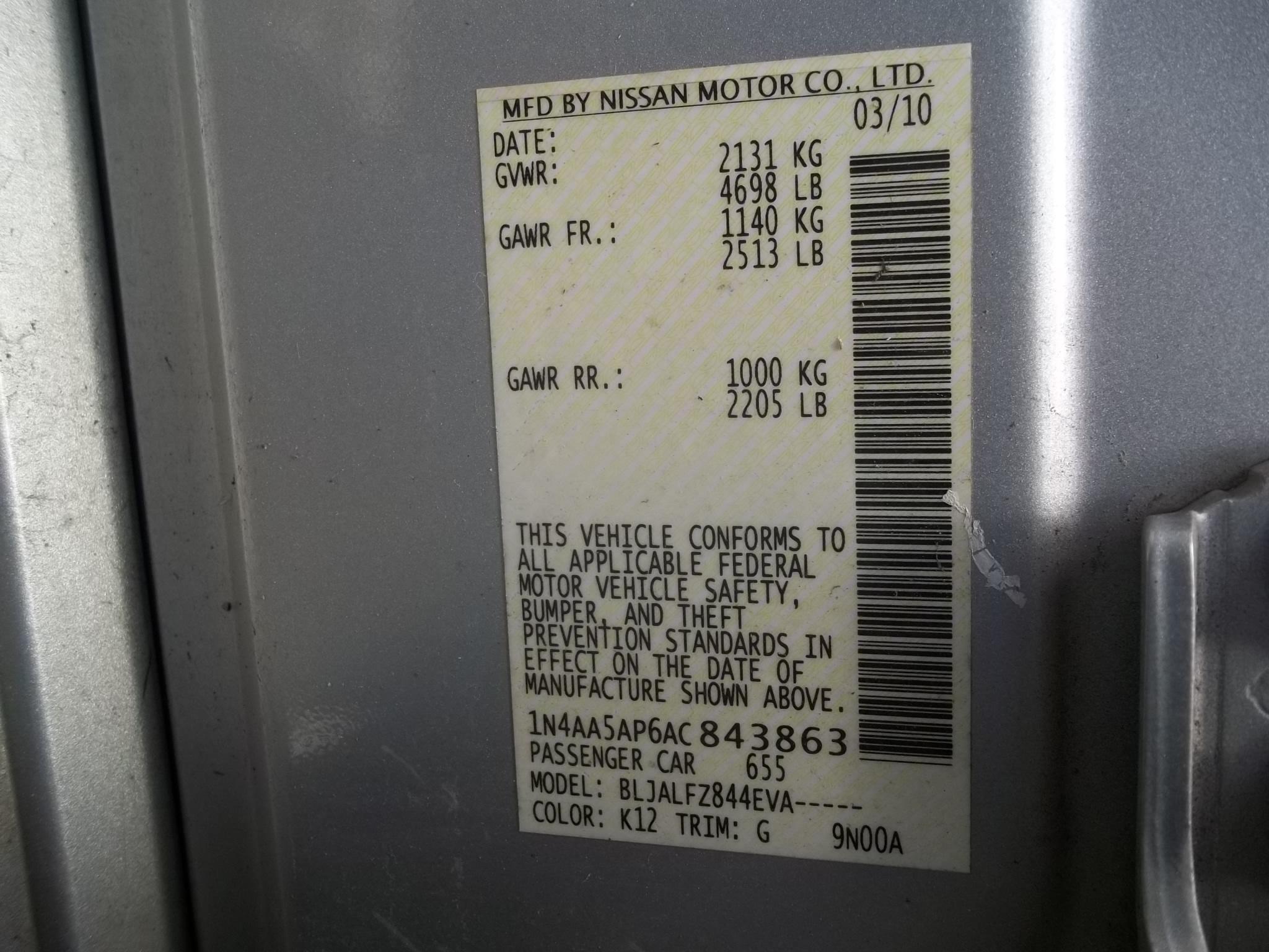 2010 NISSAN MAXIMA