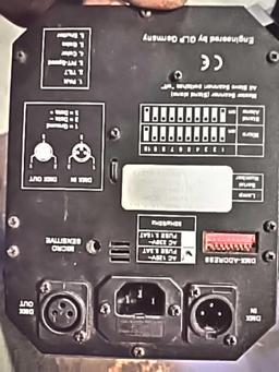 Lot on shelf of 4 American DJ Mighty Scan lights