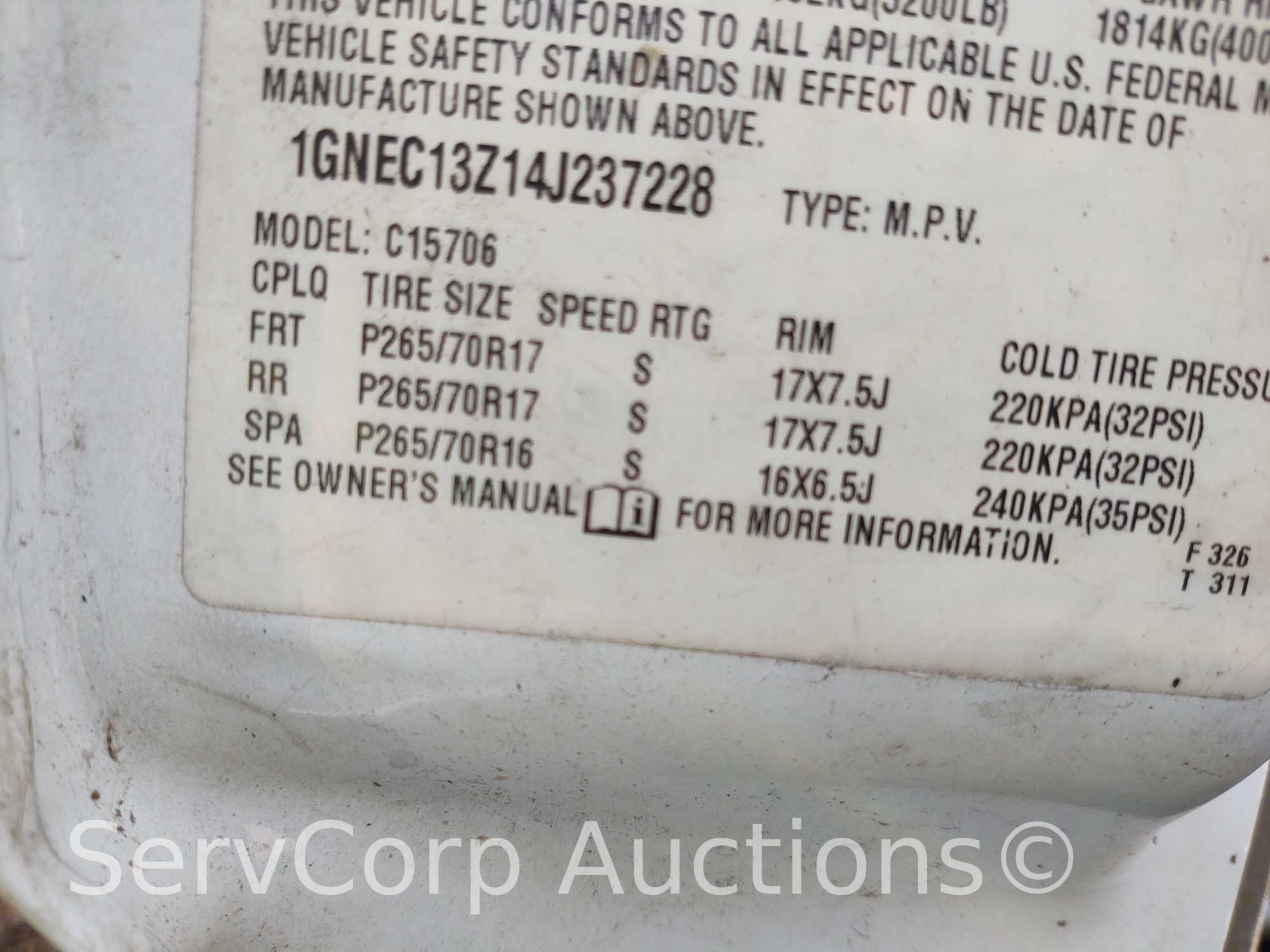 2004 Chevrolet Tahoe Multipurpose Vehicle (MPV), VIN # 1GNEC13Z14J237228