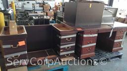 Lot on 2 Pallets: 2 Desks, 2-Drawer Letter File Cabinet, Sunroc Drink Fountain, Crown Vic Vent