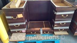 Lot on 2 Pallets: 2 Desks, 2-Drawer Letter File Cabinet, Sunroc Drink Fountain, Crown Vic Vent