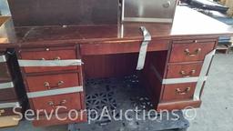 Lot on 2 Pallets: 2 Desks, 2-Drawer Letter File Cabinet, Sunroc Drink Fountain, Crown Vic Vent