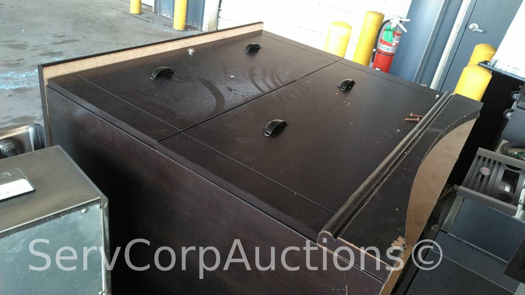 Lot on 2 Pallets: 2 Desks, 2-Drawer Letter File Cabinet, Sunroc Drink Fountain, Crown Vic Vent