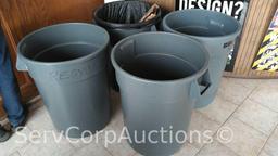 Lot of 1 Brute & 3 Huskee Trash Cans, No Lids