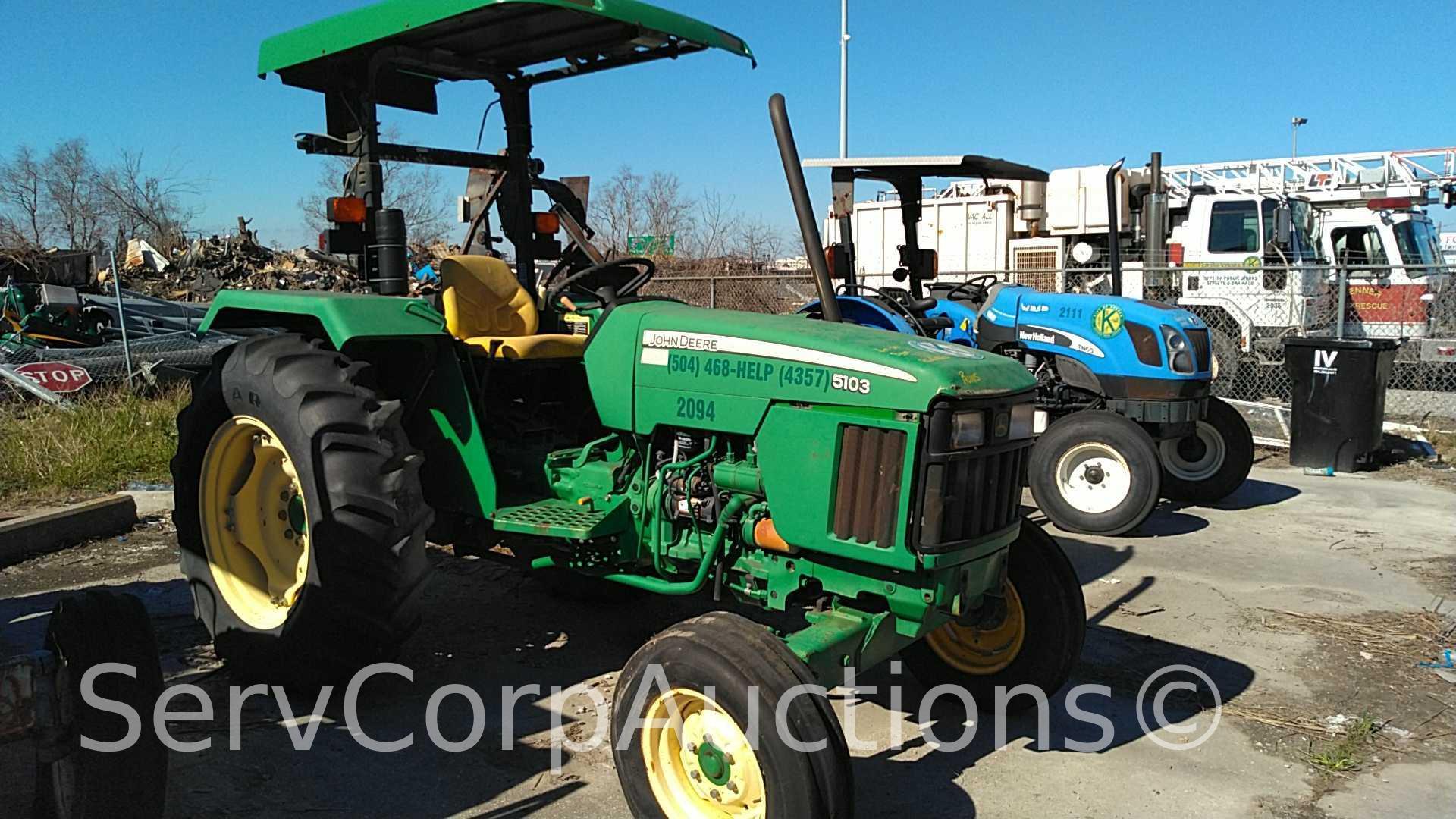 John Deere 5103 Tractor No Key