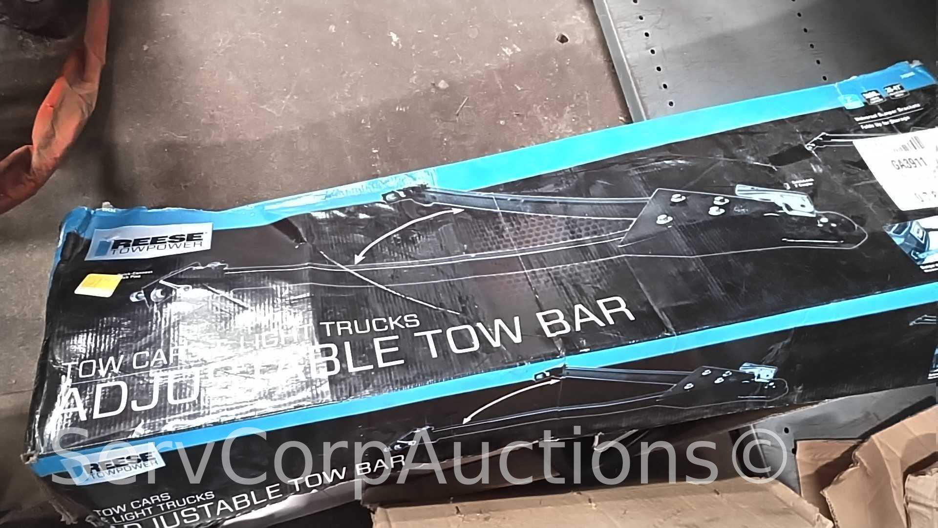 Lot on Shelf of Reese Towpower Adjustable Tow Bar, Dexter Hydraulic Trailer Brakes