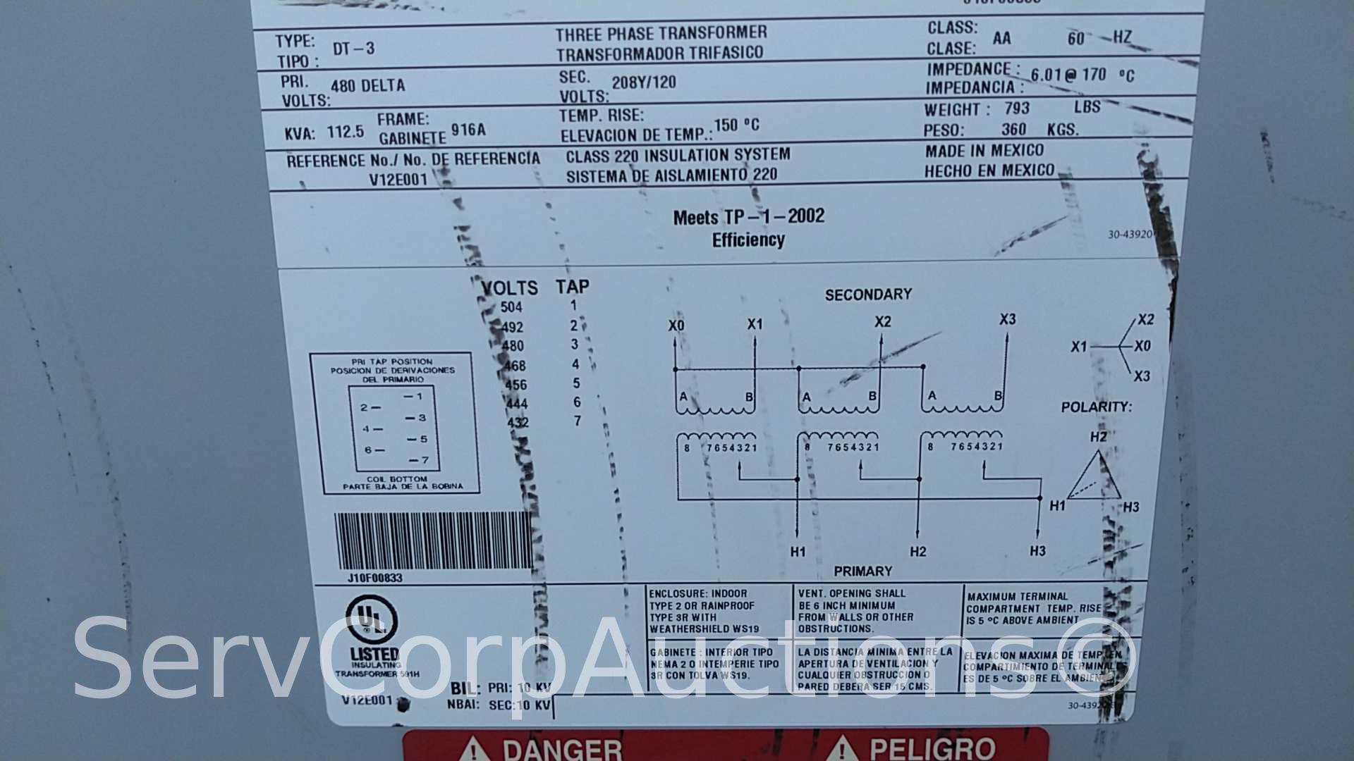 Lot of Dry Type Distribution 3-Phase Type DT-3 Transformer, Jefferson Electric Dry Type 3-Phase
