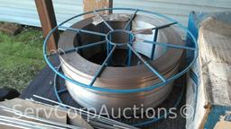 Lot on Shelf of Various Tigweld Rods & Wire Feeder Rolls