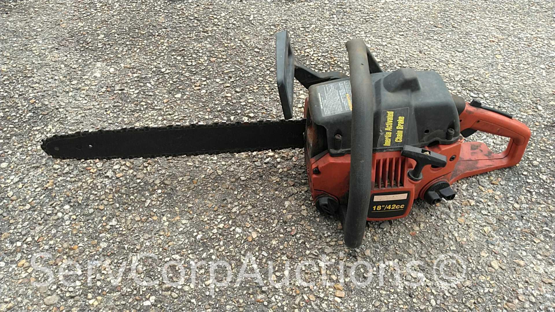 Lot on Shelf of Dewalt Band Saw, Craftsman Circular Saw and Craftsman Chainsaw