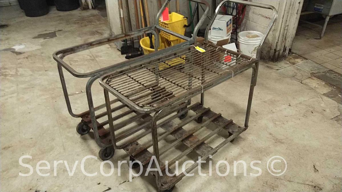 Lot of 2 Transfer Dolly Carts (1 is Missing Top Grate)