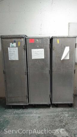 Lot of 3 Various 68" Single Door Enclosed Transport Cabinets