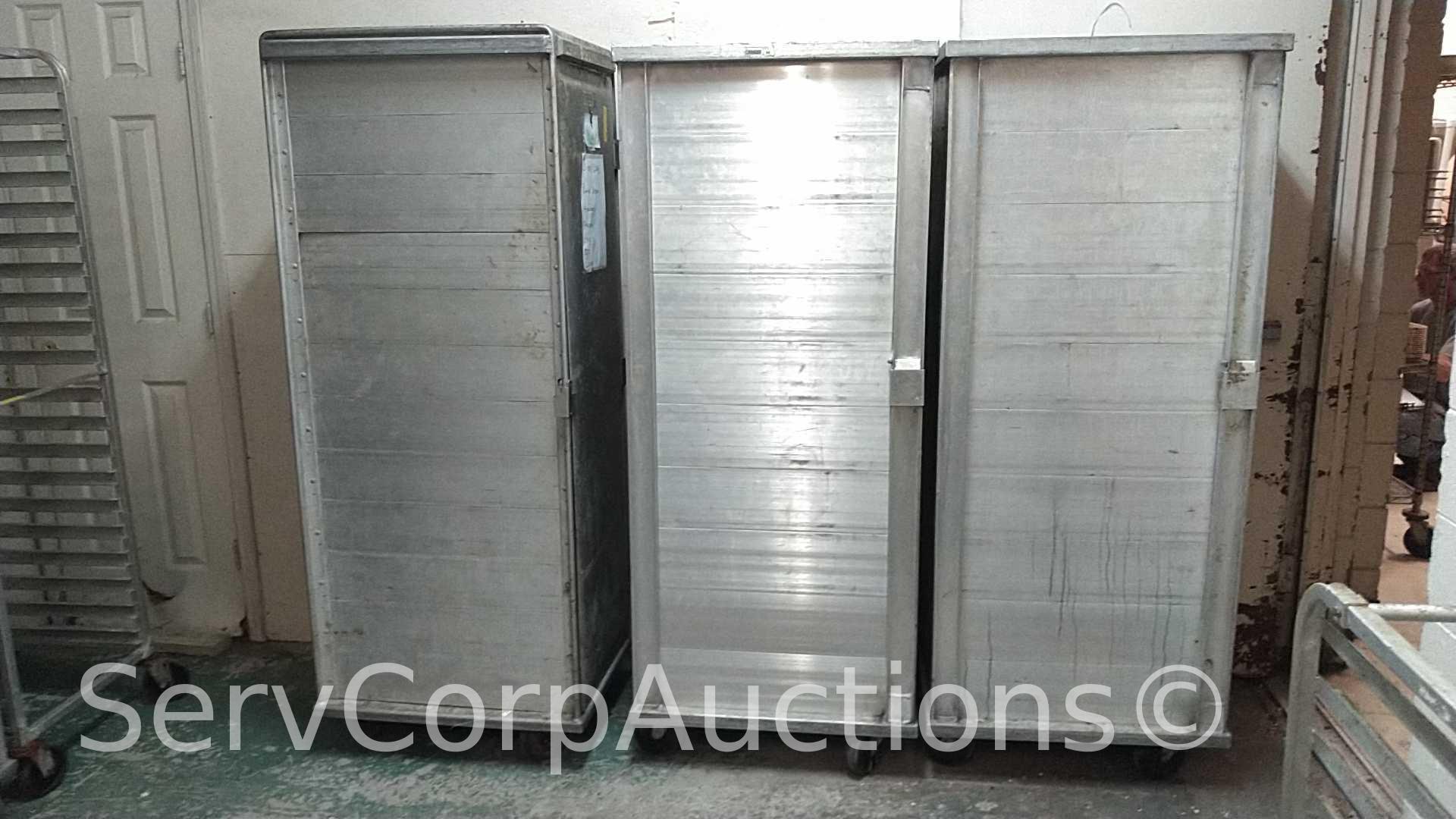 Lot of 3 Various 68" Single Door Enclosed Transport Cabinets