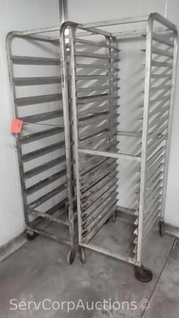 Lot of 2 Various End Load Pan Transport Racks