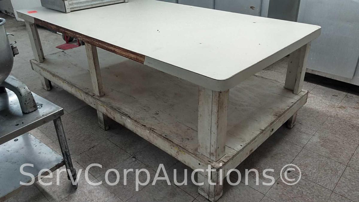 Wooden Formica Top 8' x 4' Bakery Table