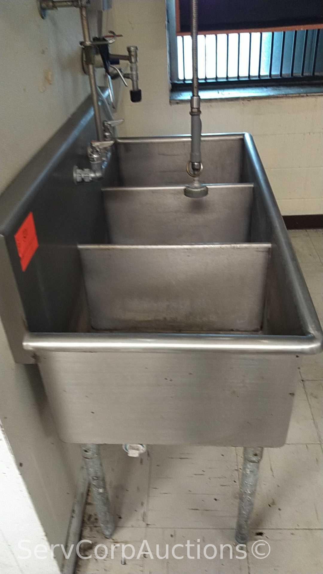 4' Stainless 3-Compartment Sink