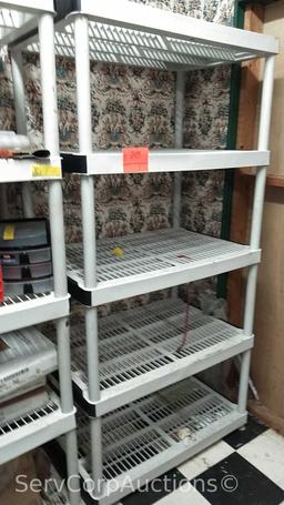 Lot of 2 Plastic Shelving Units, Contents Not Included