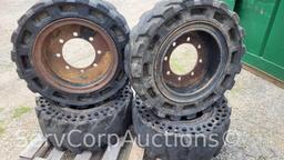 Lot on Pallet of (2) 12.16.5 and (2) 33x12-16 Skid Steer Tires