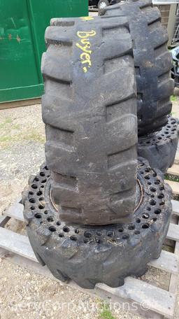 Lot on Pallet of (2) 12.16.5 and (2) 33x12-16 Skid Steer Tires