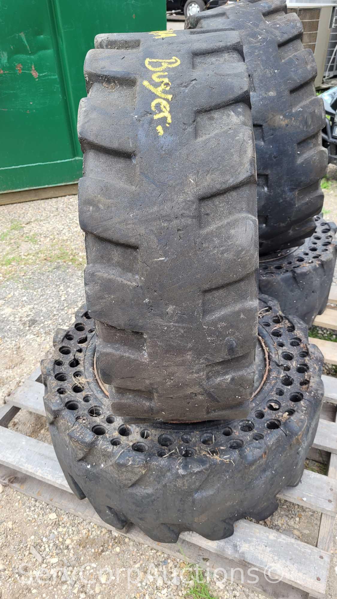 Lot on Pallet of (2) 12.16.5 and (2) 33x12-16 Skid Steer Tires