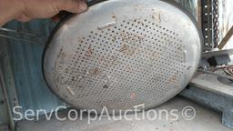 Lot on Shelf of Small Electric Burner, Basket, Drain Tray
