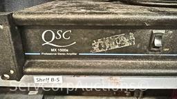 Lot on Shelf of QSC MX 1500A Professional Stereo Amplifier