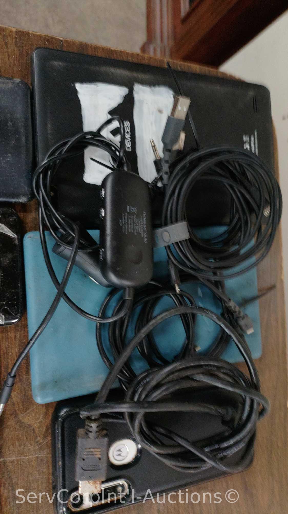 Lot of 9 Various Smart Phones, 2 Tablets with Some Charging Cords (May be locked, password protected