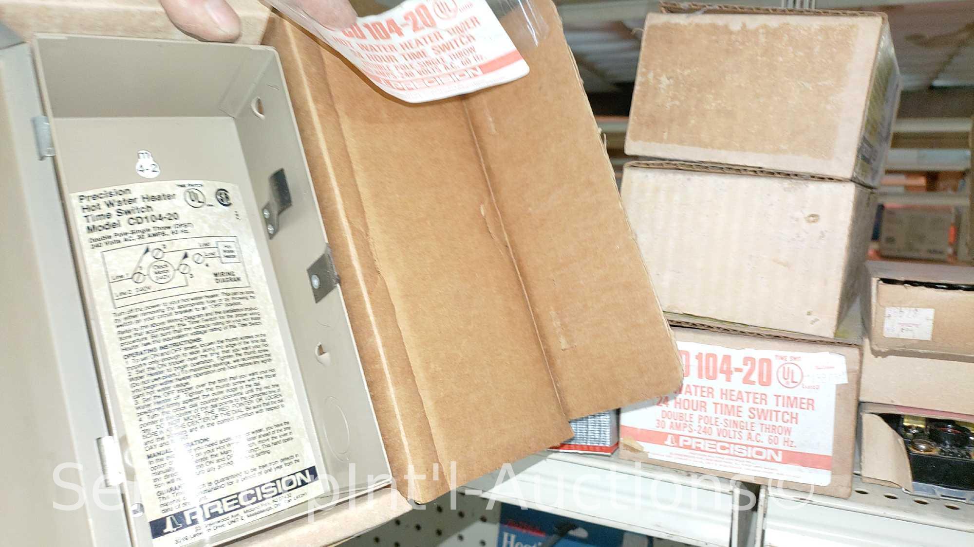 Lot Of Open Coil Dry Elements, Pilot Assembly Kits, Hot Water Heater Timer Switches, Galvanized