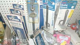 Lot Of Open Coil Dry Elements, Pilot Assembly Kits, Hot Water Heater Timer Switches, Galvanized