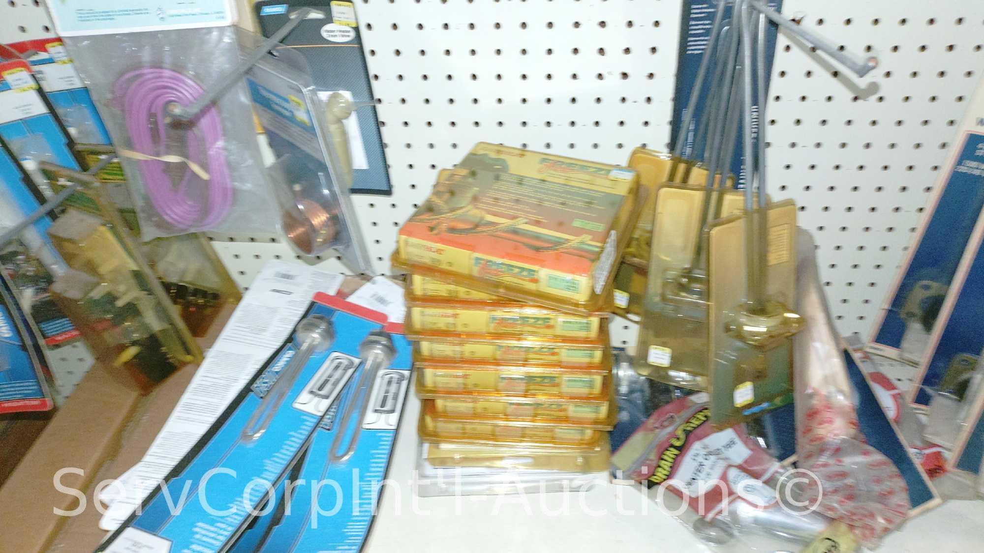 Lot Of Open Coil Dry Elements, Pilot Assembly Kits, Hot Water Heater Timer Switches, Galvanized