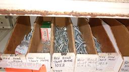Lot Of Various Size Roundhead Machine Screws, Flathead Machine Screws, Flathead Slotted Wood Screws,
