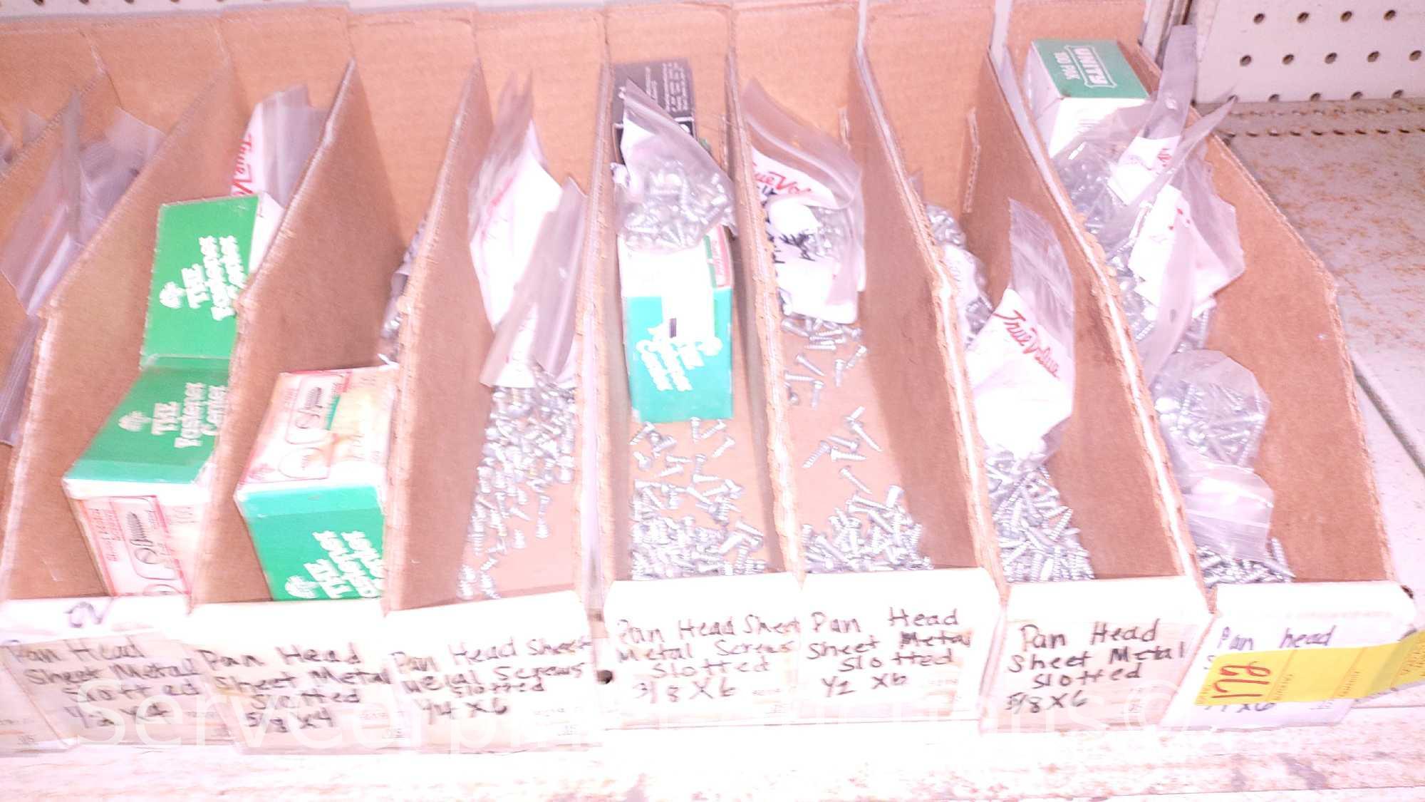 Lot Of Various Size Roundhead Machine Screws, Flathead Machine Screws, Flathead Slotted Wood Screws,