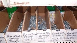 Lot Of Various Size Roundhead Machine Screws, Flathead Machine Screws, Flathead Slotted Wood Screws,