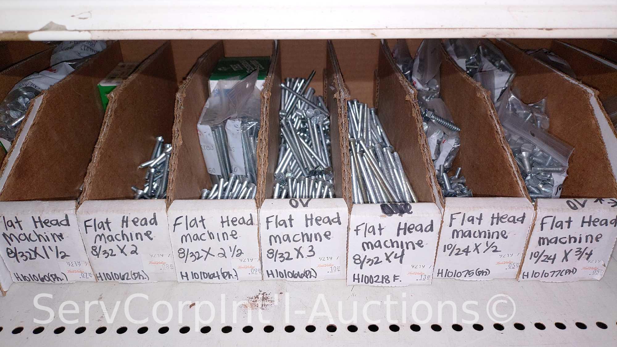 Lot Of Various Size Roundhead Machine Screws, Flathead Machine Screws, Flathead Slotted Wood Screws,