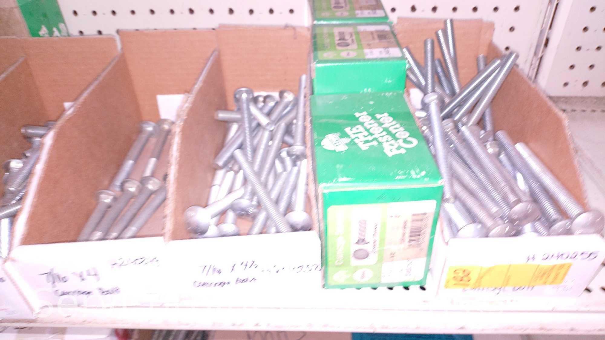 Lot Of Various Size Hex Cap Screws, Hex Bolt, Carriage Bolts, Lag Screws