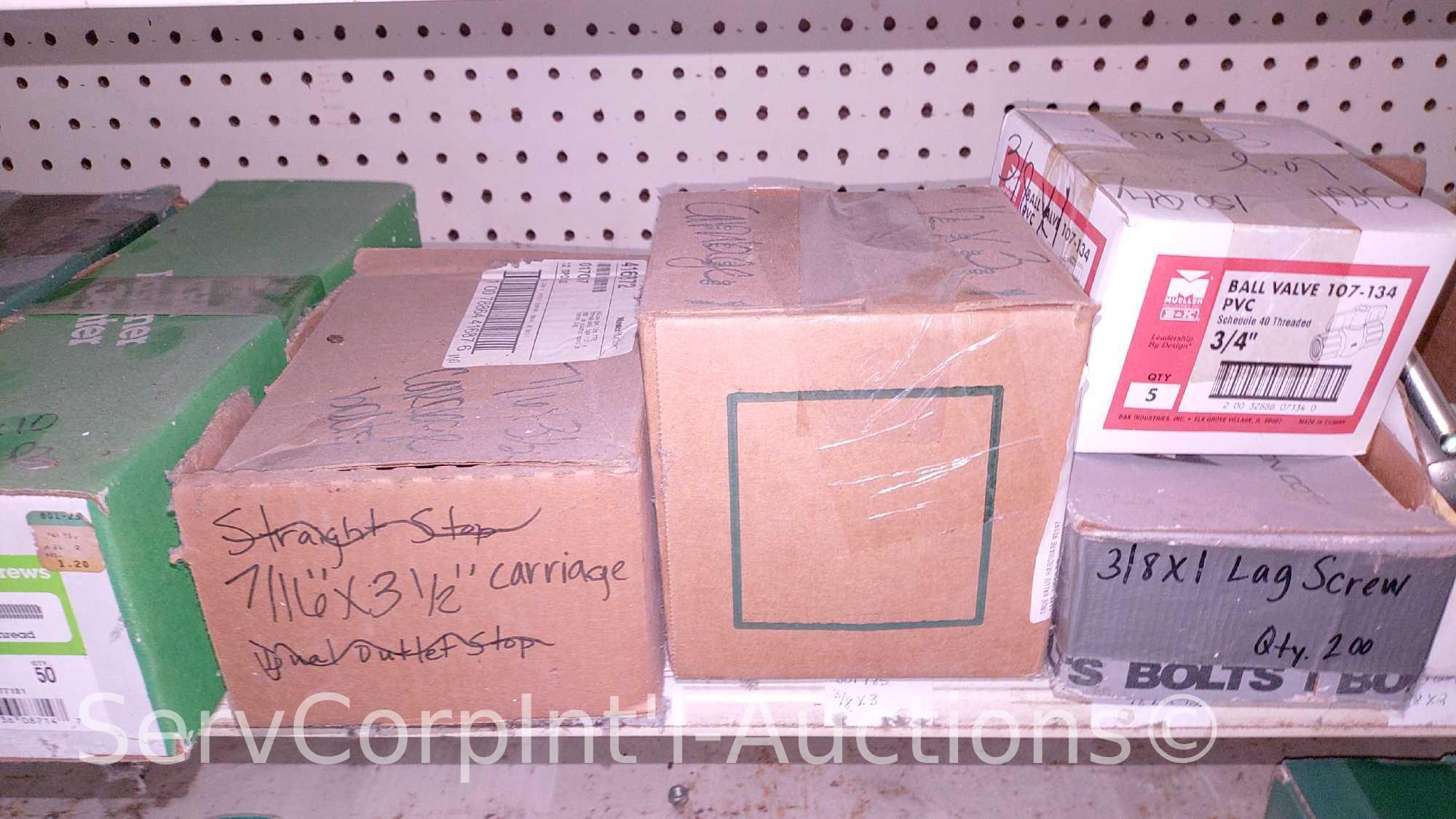 Lot Of Various Size Hex Cap Screws, Hex Bolt, Carriage Bolts, Lag Screws