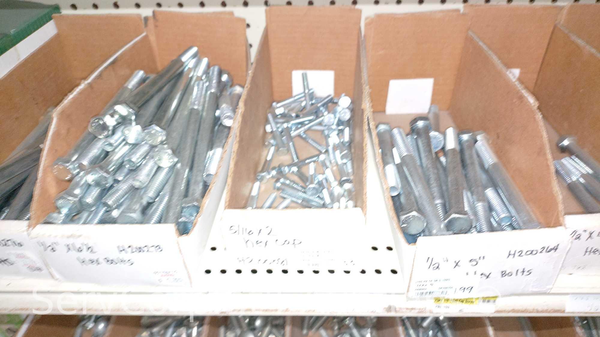 Lot Of Various Size Hex Cap Screws, Hex Bolt, Carriage Bolts, Lag Screws
