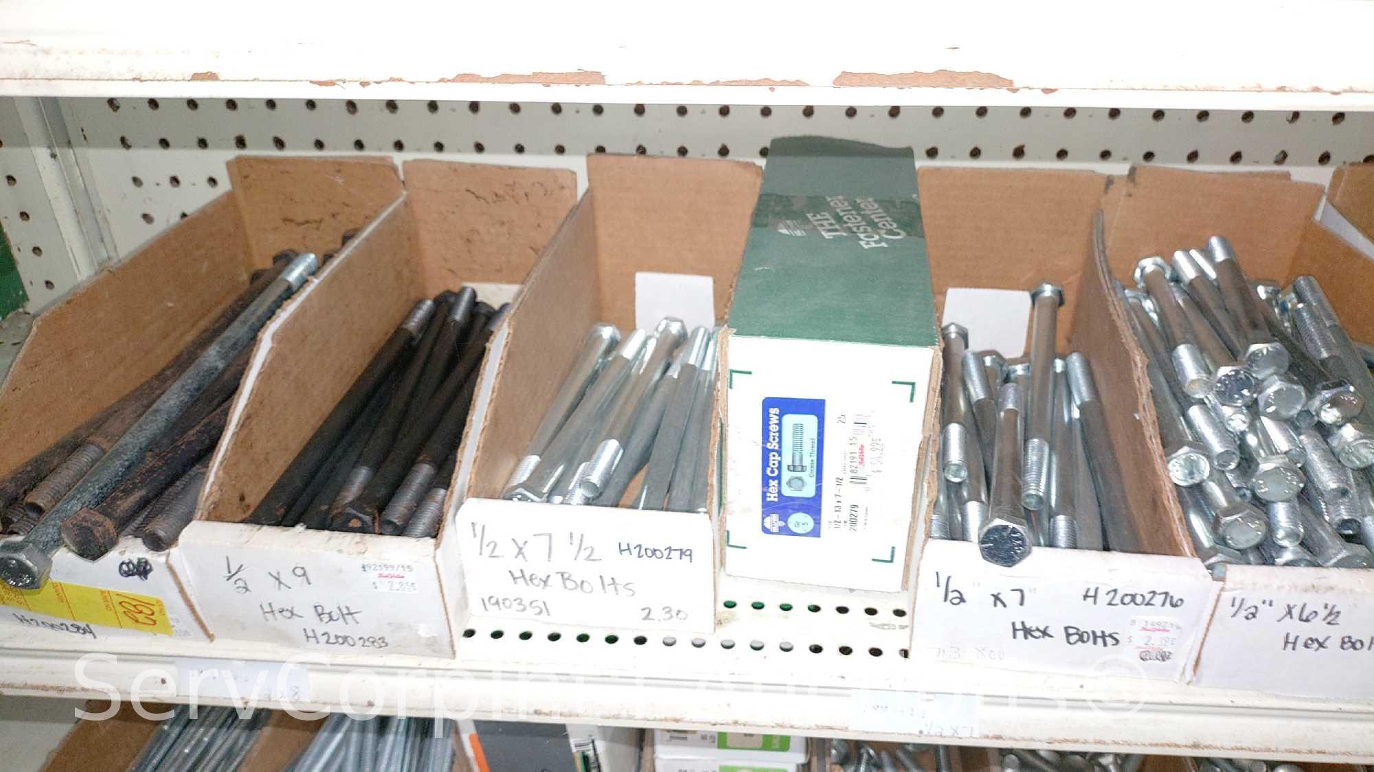 Lot Of Various Size Hex Cap Screws, Hex Bolt, Carriage Bolts, Lag Screws