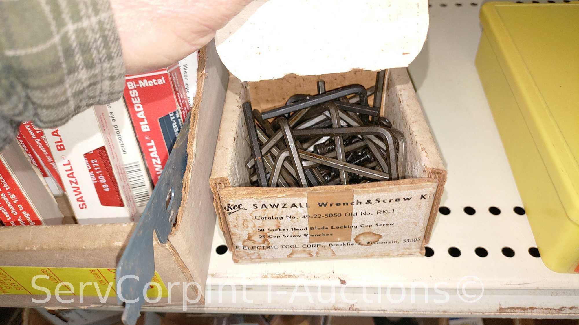 Lot Of Various Size Hex Keys, Nut Drivers, Hex Bits, Reciprocating Saw Blades