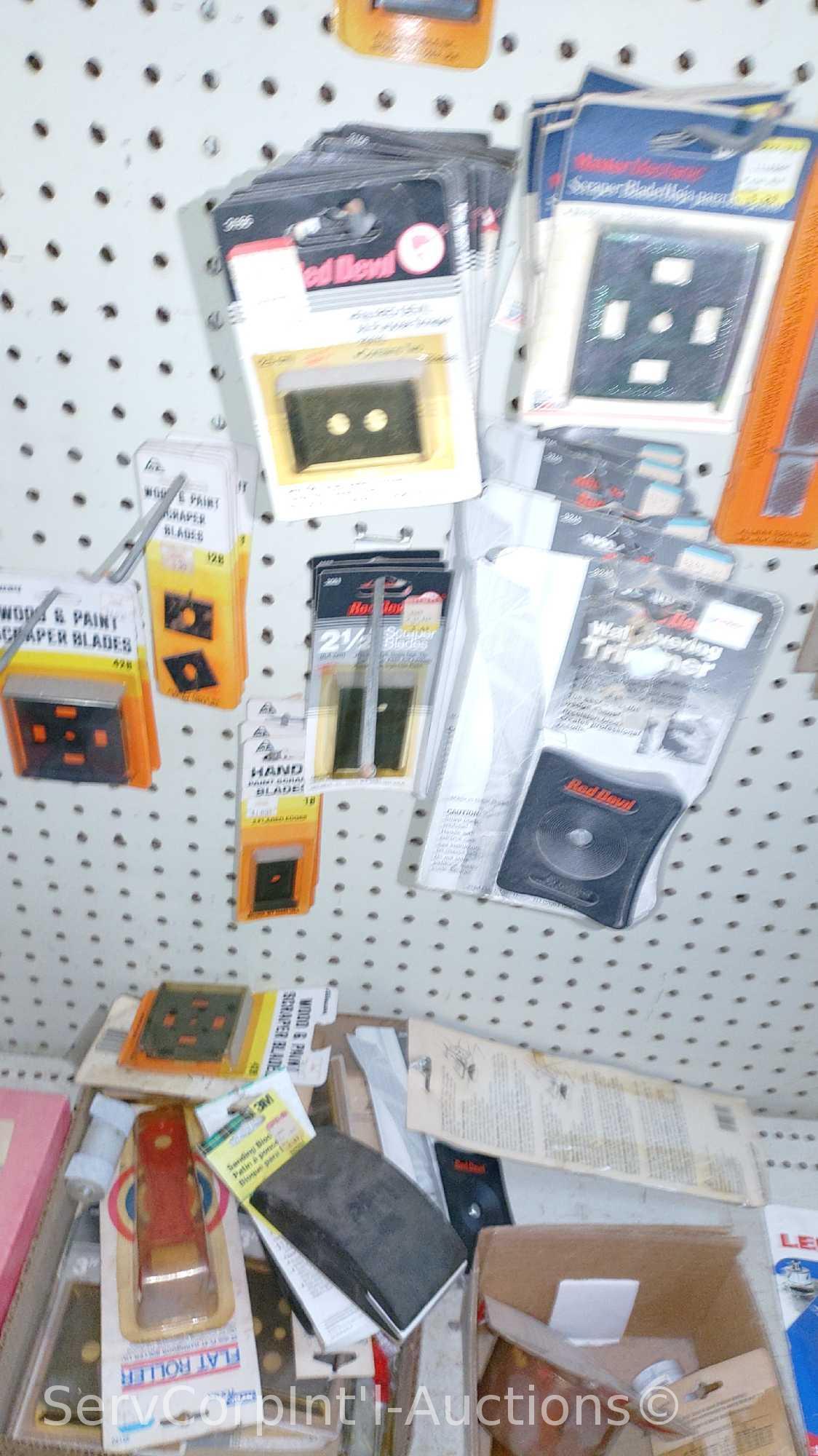 Lot Of Flush Cutting Blade Adapters, Hacksaw Blades, Scraper Blades, Glazier Points, Glass Pliers,