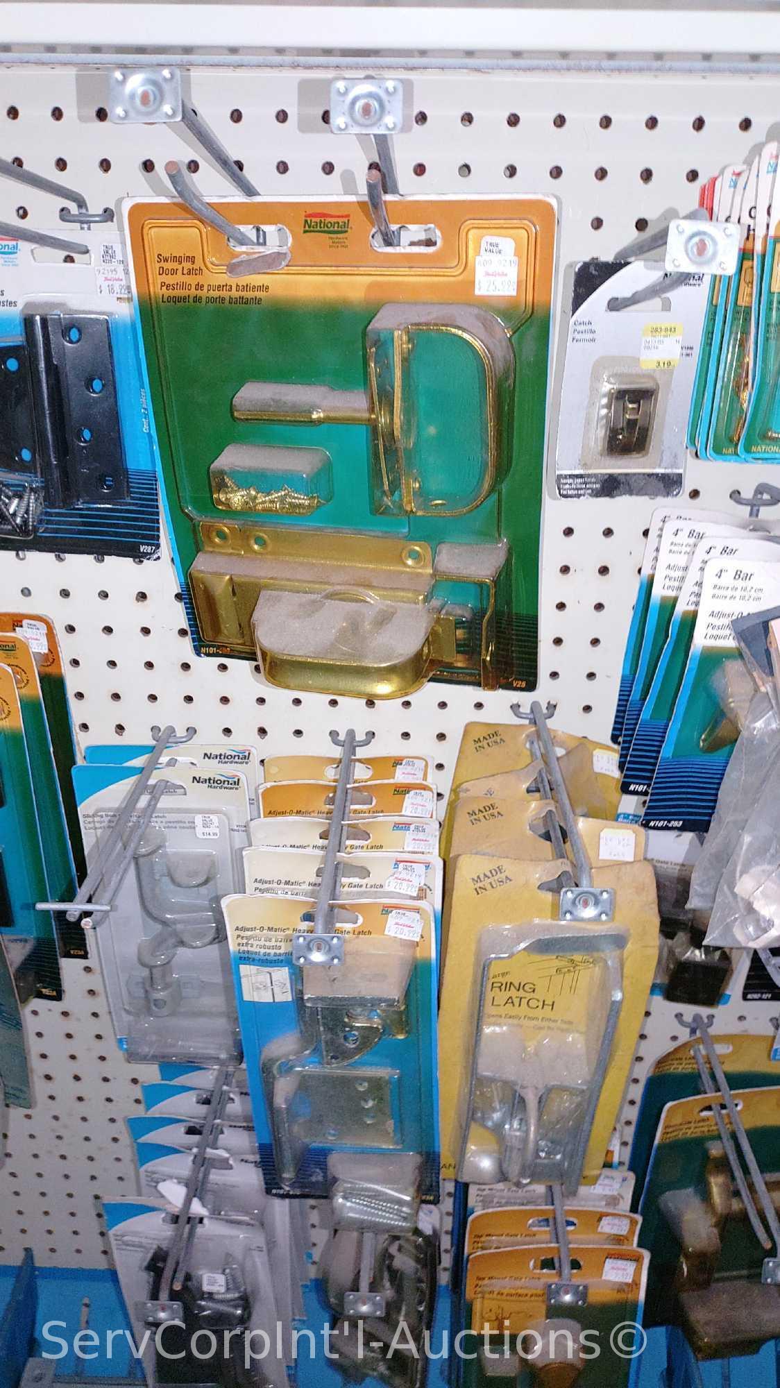 Lot Of Surface Bolts, Universal Knob Latches, Ring Latches, Pinch Butt Locker, Kick Down Doorstops,