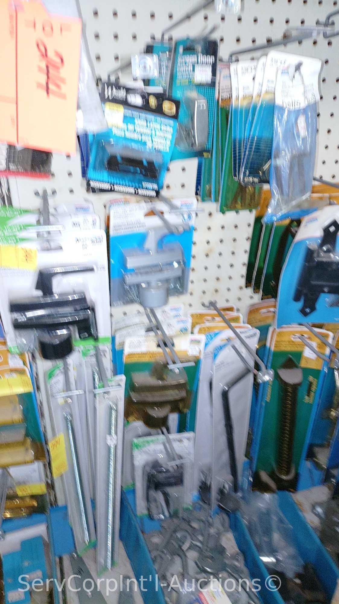 Lot Of Surface Bolts, Universal Knob Latches, Ring Latches, Pinch Butt Locker, Kick Down Doorstops,