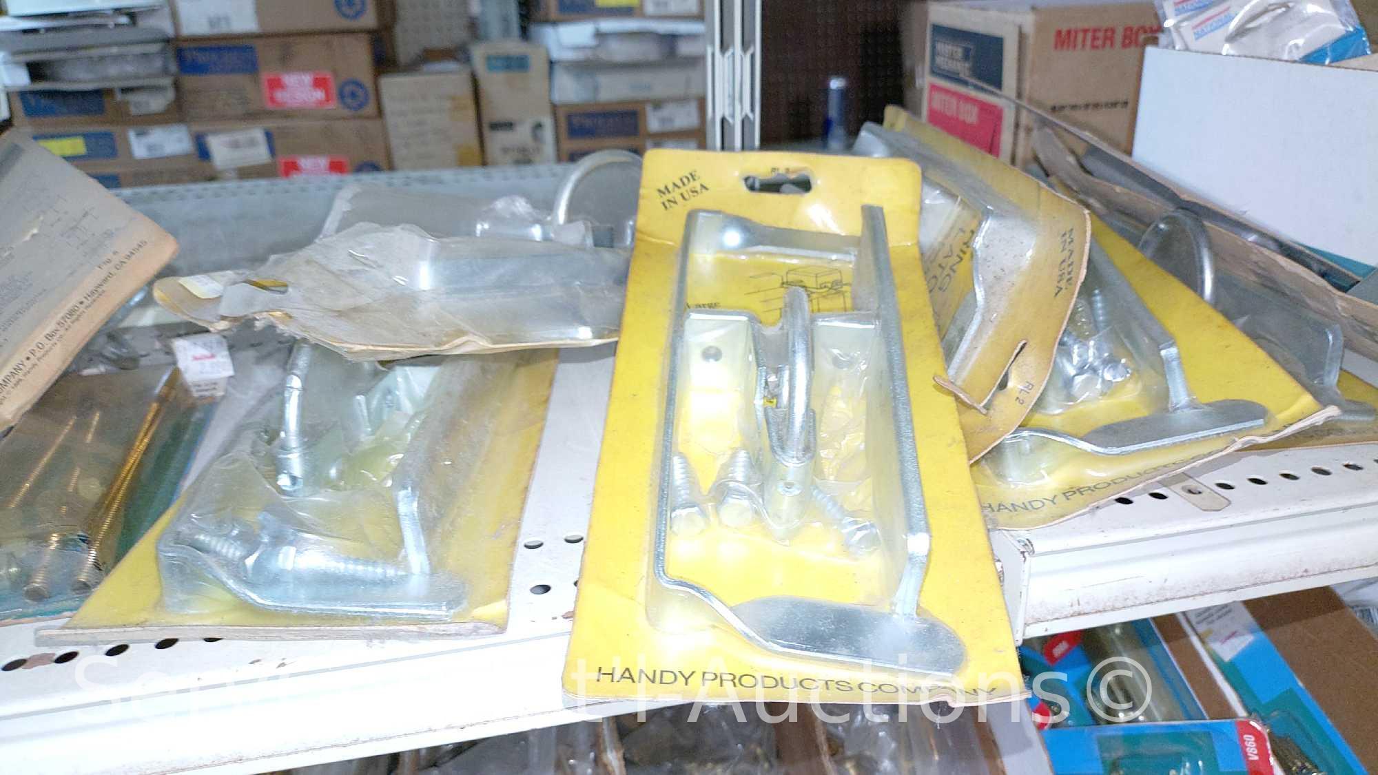 Lot Of Surface Bolts, Universal Knob Latches, Ring Latches, Pinch Butt Locker, Kick Down Doorstops,