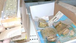 Lot Of Surface Bolts, Universal Knob Latches, Ring Latches, Pinch Butt Locker, Kick Down Doorstops,