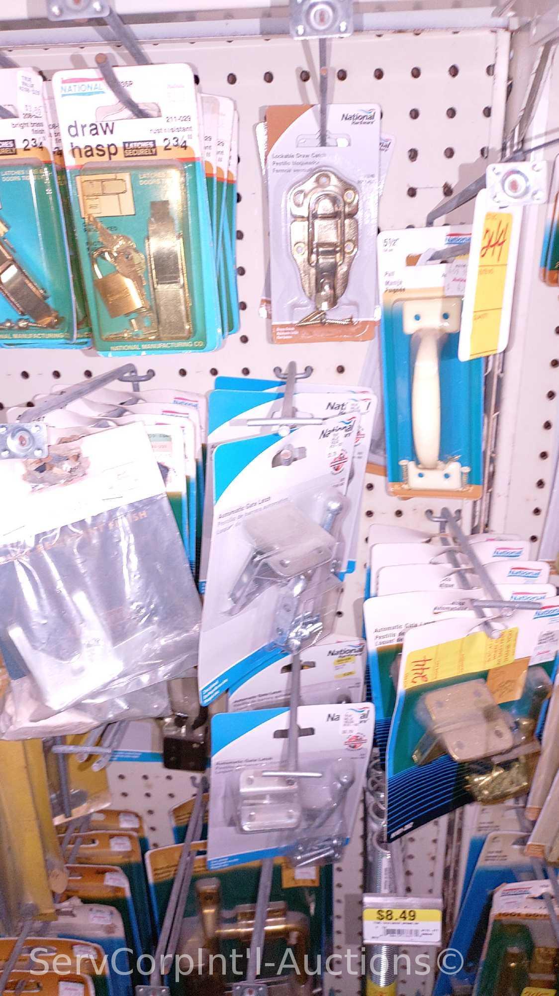 Lot Of Surface Bolts, Universal Knob Latches, Ring Latches, Pinch Butt Locker, Kick Down Doorstops,