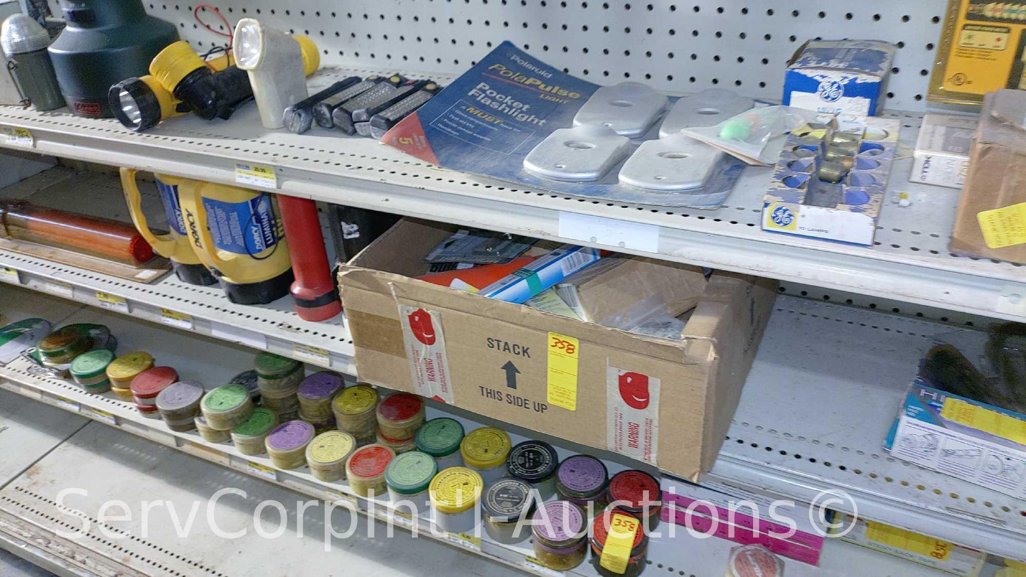Lot Of Various Flashlights, Headlamps, Replacement Bulbs, Lantern, Electronic Signal Lights,