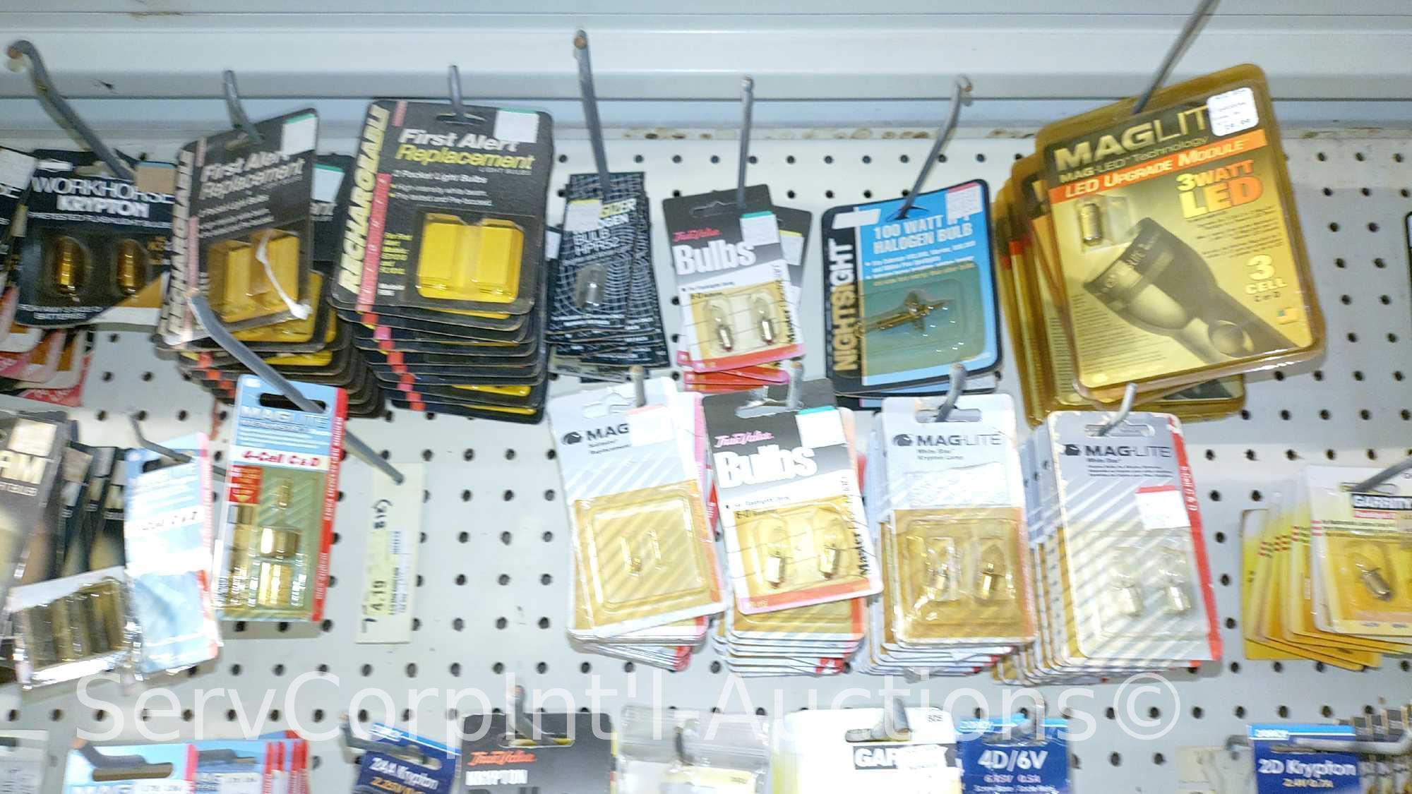 Lot Of Various Flashlights, Headlamps, Replacement Bulbs, Lantern, Electronic Signal Lights,