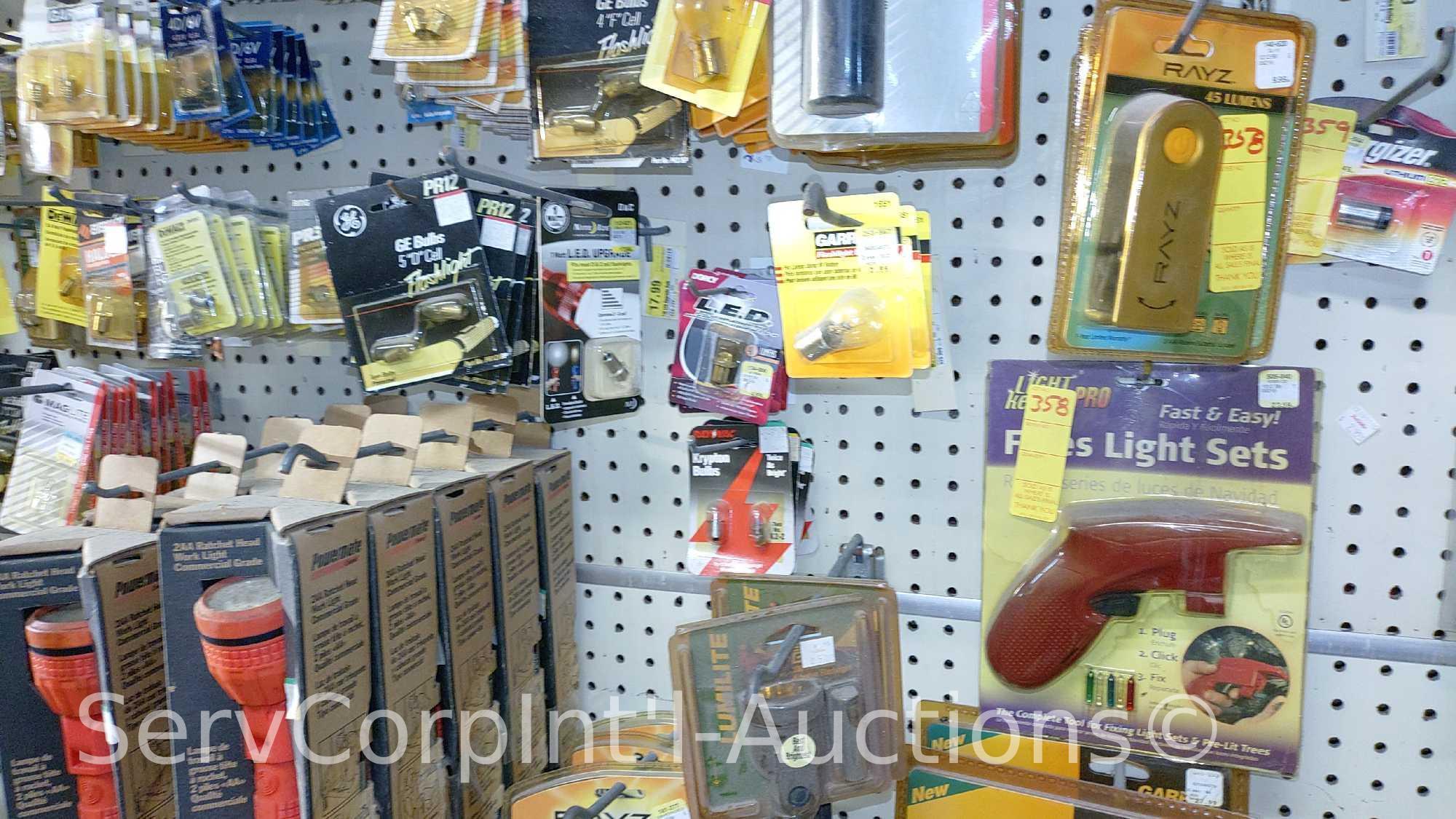 Lot Of Various Flashlights, Headlamps, Replacement Bulbs, Lantern, Electronic Signal Lights,