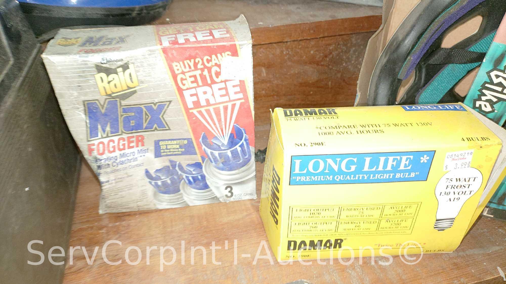 Lot Of Window Unit Filters, Belt Buckle, Tool Tower, Musical Water Glow Decor, Batteries, Sound Sign