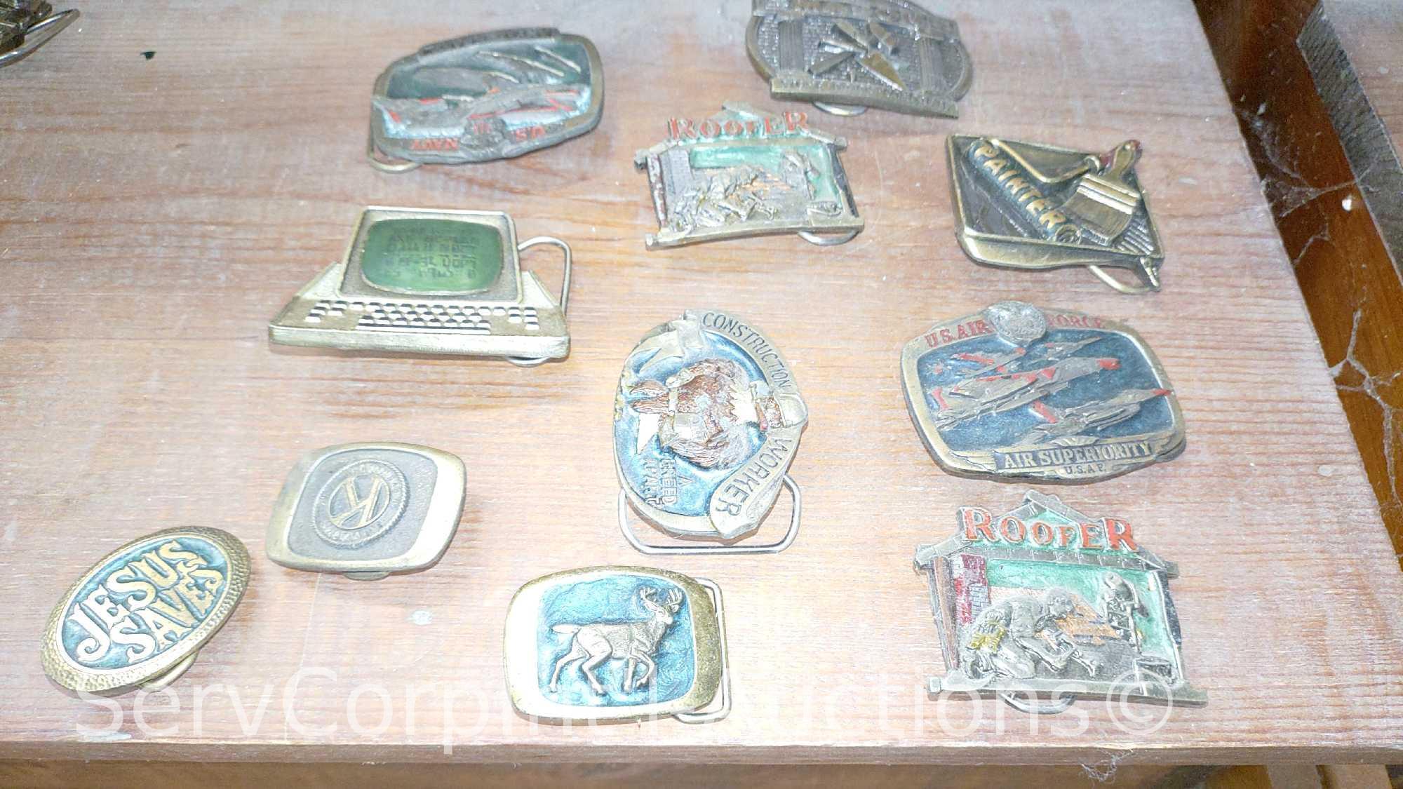 Lot Of Window Unit Filters, Belt Buckle, Tool Tower, Musical Water Glow Decor, Batteries, Sound Sign